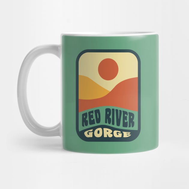 Red River Gorge Kentucky Retro Sunset Badge by PodDesignShop